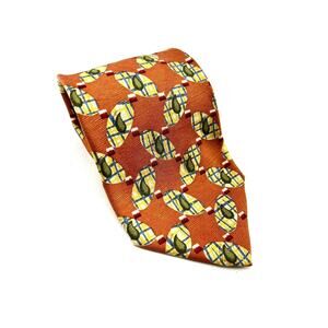 Robert Talbott Silk Men's Tie. Orange Avacado Omaggio Necktie. HandSewn in Italy